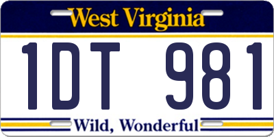 WV license plate 1DT981