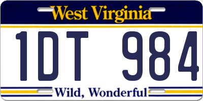 WV license plate 1DT984