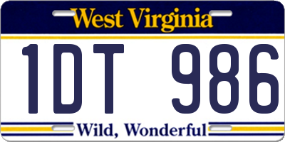 WV license plate 1DT986