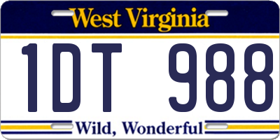WV license plate 1DT988