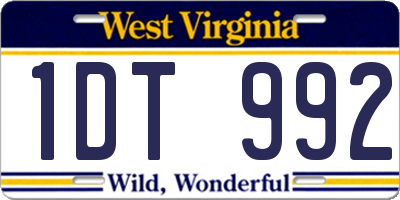 WV license plate 1DT992