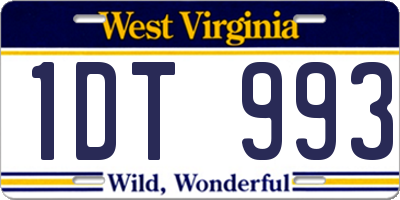 WV license plate 1DT993