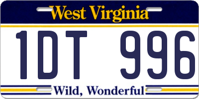 WV license plate 1DT996
