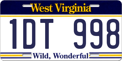 WV license plate 1DT998