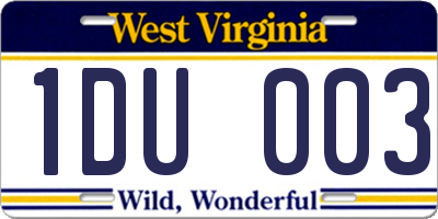 WV license plate 1DU003