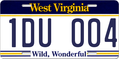WV license plate 1DU004