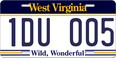 WV license plate 1DU005