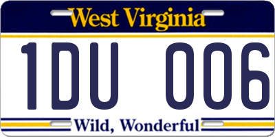 WV license plate 1DU006