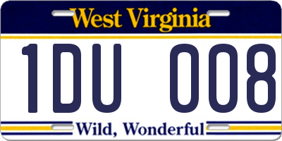 WV license plate 1DU008