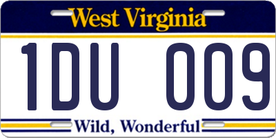 WV license plate 1DU009