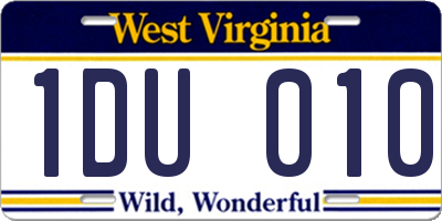 WV license plate 1DU010