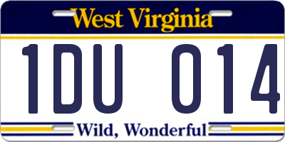 WV license plate 1DU014
