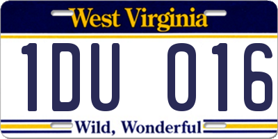 WV license plate 1DU016
