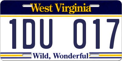WV license plate 1DU017