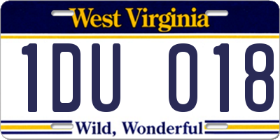 WV license plate 1DU018