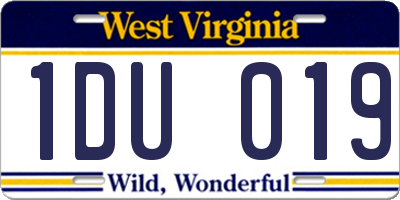 WV license plate 1DU019