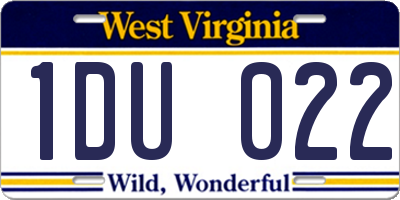 WV license plate 1DU022