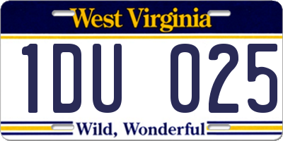 WV license plate 1DU025