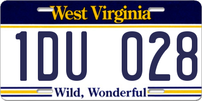 WV license plate 1DU028