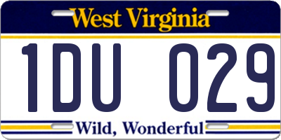 WV license plate 1DU029