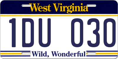 WV license plate 1DU030