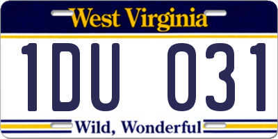 WV license plate 1DU031