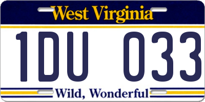 WV license plate 1DU033