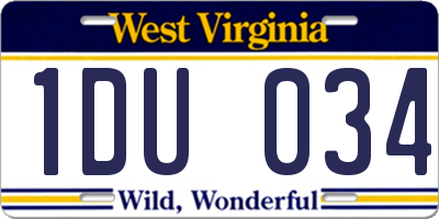 WV license plate 1DU034