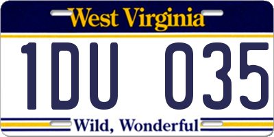 WV license plate 1DU035