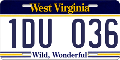 WV license plate 1DU036