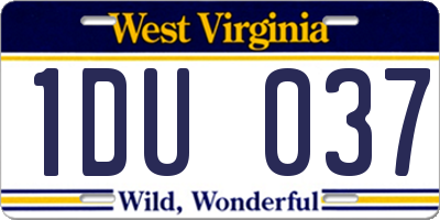 WV license plate 1DU037