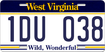 WV license plate 1DU038
