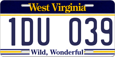WV license plate 1DU039