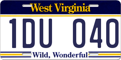 WV license plate 1DU040