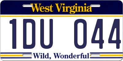 WV license plate 1DU044