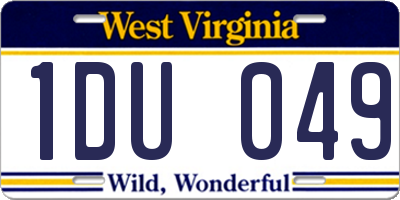 WV license plate 1DU049