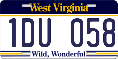 WV license plate 1DU058