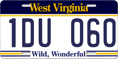 WV license plate 1DU060