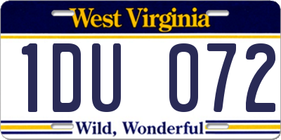 WV license plate 1DU072