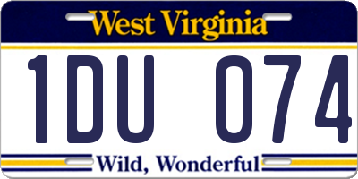 WV license plate 1DU074
