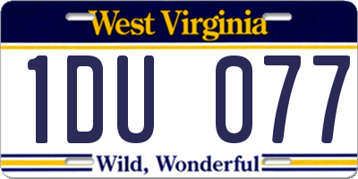 WV license plate 1DU077