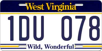 WV license plate 1DU078