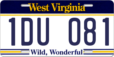 WV license plate 1DU081
