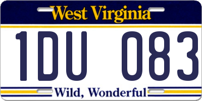 WV license plate 1DU083