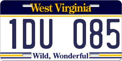 WV license plate 1DU085