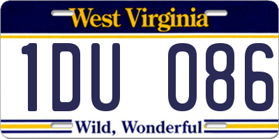 WV license plate 1DU086