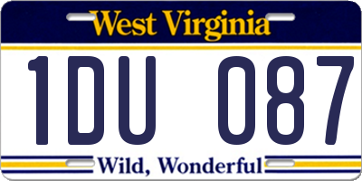 WV license plate 1DU087