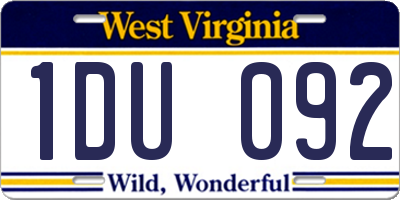 WV license plate 1DU092