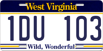 WV license plate 1DU103