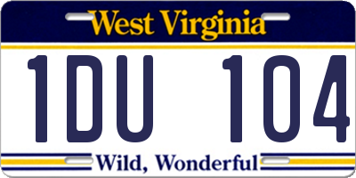 WV license plate 1DU104